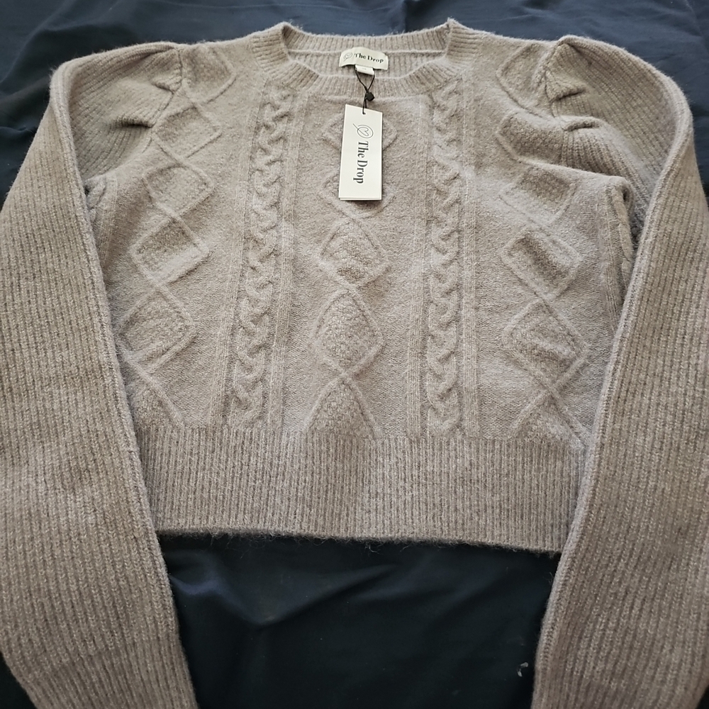 Elegant Taupe Cable Knit Sweater